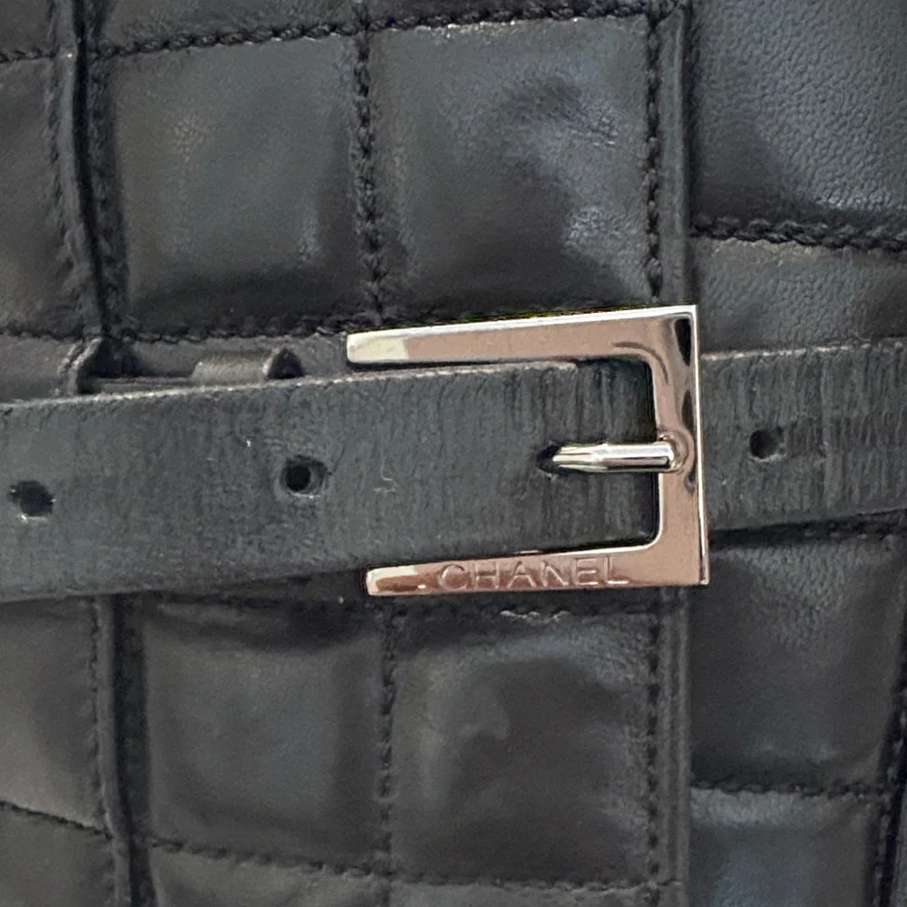 Vintage Chanel Black Quilted Leather Waist Belt